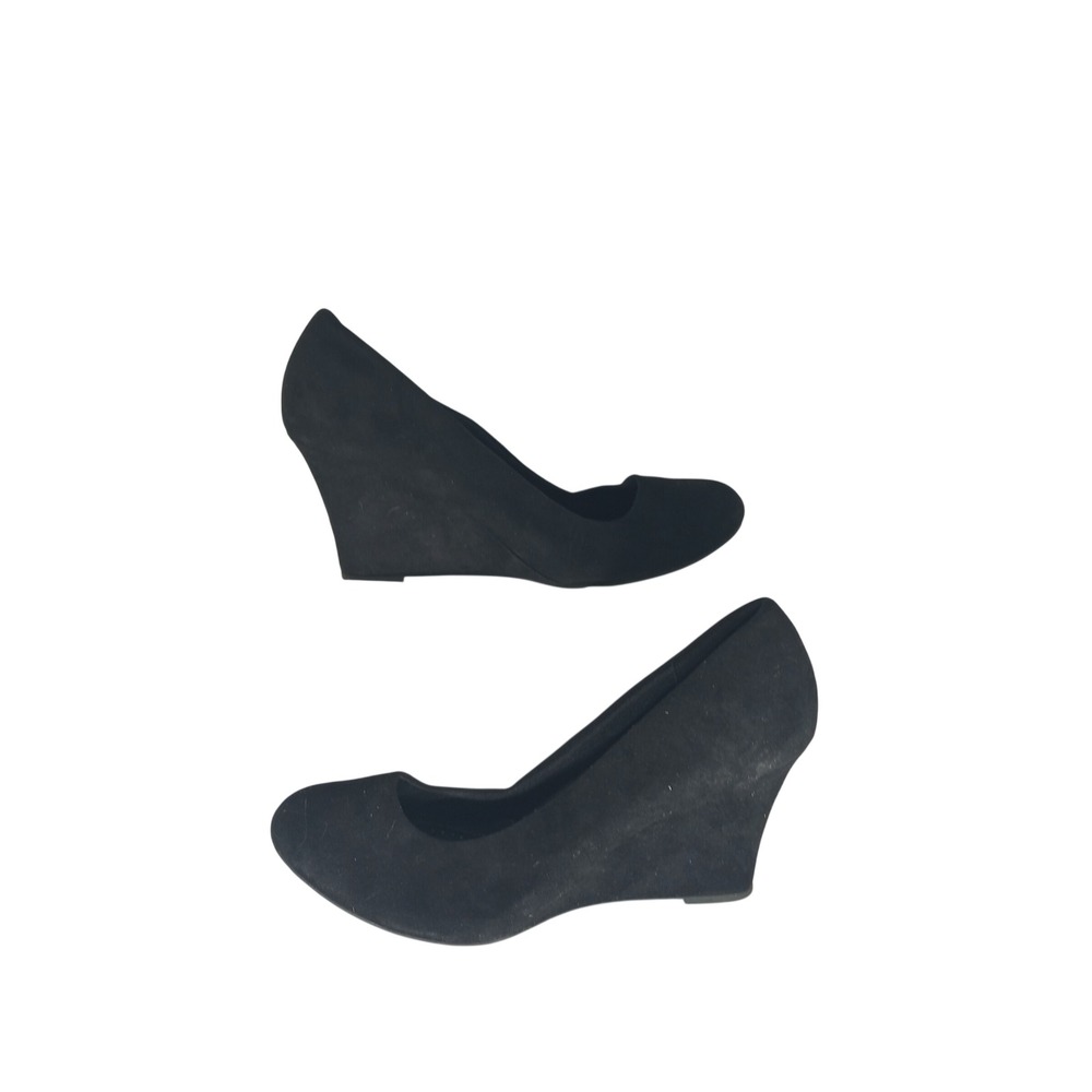 Dexflex Comfort‎ Wedge Pumps Size 10 Black Round Toe Office Career Classic Heels